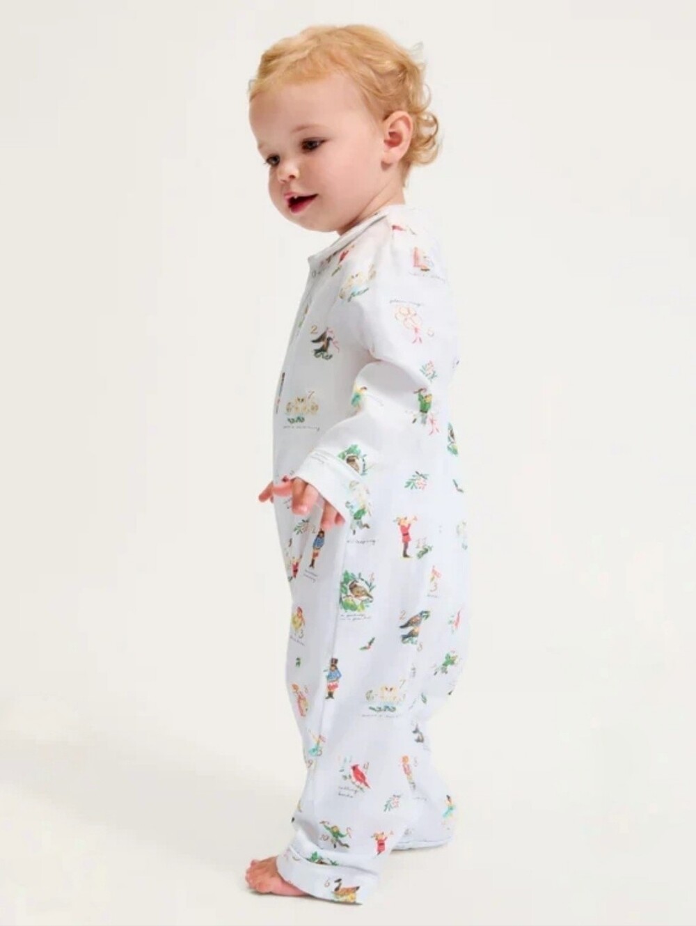 Petite Plume Baby’s Twill Cambridge Romper in 12 Days of Christmas - Picture 2 of 7